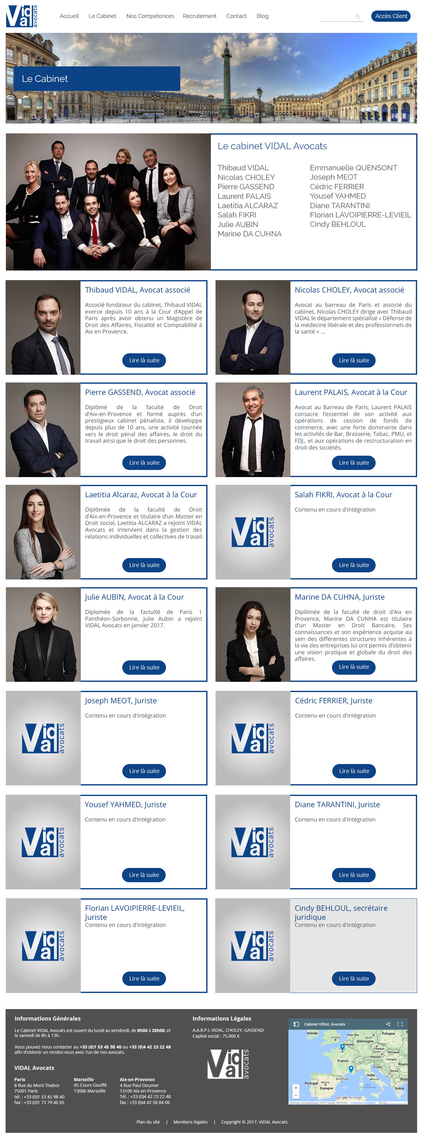 Page d'accueil Vidal Avocats